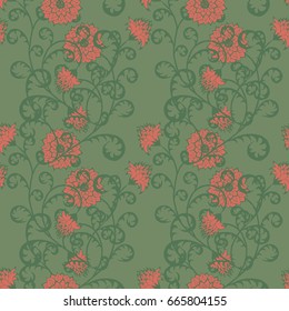 Floral Seamless Pattern. Vintage Rapport with Flowers in Victorian Style. Retro Motif for Wallpaper, Fabric, Textile.