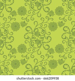 Floral Seamless Pattern. Vintage Rapport with Flowers in Victorian Style. Retro Motif for Wallpaper, Fabric, Textile.