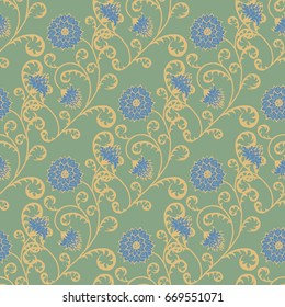 Floral Seamless Pattern. Vintage Rapport with Flowers in Victorian Style. Retro Motif for Wallpaper, Fabric, Textile.