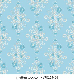 Floral Seamless Pattern. Vintage Rapport with Flowers in Victorian Style. Retro Motif for Wallpaper, Fabric, Textile.