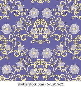 Floral Seamless Pattern. Vintage Rapport with Flowers in Victorian Style. Retro Motif for Wallpaper, Fabric, Textile.