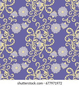 Floral Seamless Pattern. Vintage Rapport with Flowers in Victorian Style. Retro Motif for Wallpaper, Fabric, Textile.