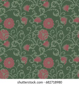 Floral Seamless Pattern. Vintage Rapport with Flowers in Victorian Style. Retro Motif for Wallpaper, Fabric, Textile.