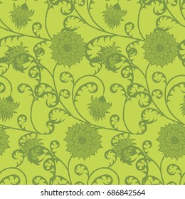 Floral Seamless Pattern. Vintage Rapport with Flowers in Victorian Style. Retro Motif for Wallpaper, Fabric, Textile.