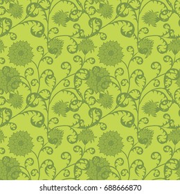 Floral Seamless Pattern. Vintage Rapport with Flowers in Victorian Style. Retro Motif for Wallpaper, Fabric, Textile.