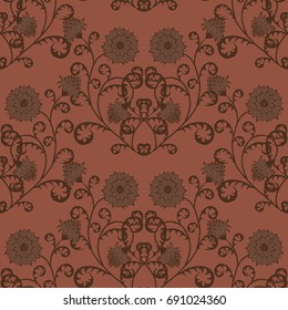 Floral Seamless Pattern. Vintage Rapport with Flowers in Victorian Style. Retro Motif for Wallpaper, Fabric, Textile.