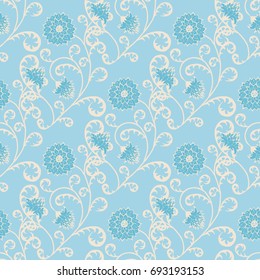 Floral Seamless Pattern. Vintage Rapport with Flowers in Victorian Style. Retro Motif for Wallpaper, Fabric, Textile.