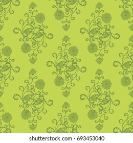 Floral Seamless Pattern. Vintage Rapport with Flowers in Victorian Style. Retro Motif for Wallpaper, Fabric, Textile.