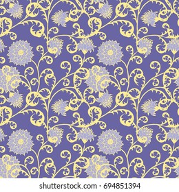 Floral Seamless Pattern. Vintage Rapport with Flowers in Victorian Style. Retro Motif for Wallpaper, Fabric, Textile.