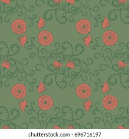 Floral Seamless Pattern. Vintage Rapport with Flowers in Victorian Style. Retro Motif for Wallpaper, Fabric, Textile.