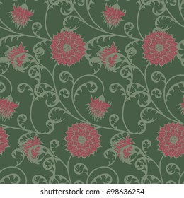 Floral Seamless Pattern. Vintage Rapport with Flowers in Victorian Style. Retro Motif for Wallpaper, Fabric, Textile.