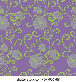 Floral Seamless Pattern. Vintage Rapport with Flowers in Victorian Style. Retro Motif for Wallpaper, Fabric, Textile.