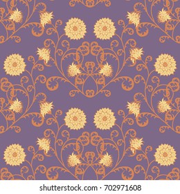 Floral Seamless Pattern. Vintage Rapport with Flowers in Victorian Style. Retro Motif for Wallpaper, Fabric, Textile.