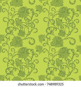 Floral Seamless Pattern. Vintage Rapport with Flowers in Victorian Style. Retro Motif for Wallpaper, Fabric, Textile.