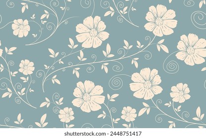 Floral seamless pattern vintage retro style texture vector background wallpaper ornamental decorative creative trendy design color
