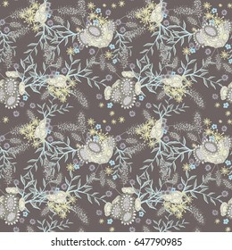 Floral Seamless Pattern. Vintage Small Flowers for Textile, Fabric, Print, Calico. Colorful Floral Design for Cloth, Curtains, Dress. Feminine Seamless Texture in Retro Rustic Style