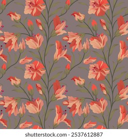 Floral seamless pattern. Vintage spring flowers hand-drawn background
