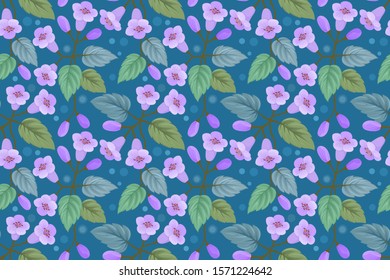Floral seamless pattern with violet flower seamless pattern