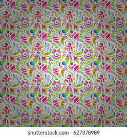 Floral seamless pattern. Violet, green and yellow ornament. Wallpaper baroque, damask. Seamless background.