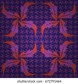 Floral seamless pattern. Violet and orange ornament. Wallpaper baroque, damask. Seamless background.