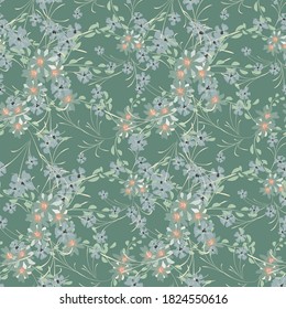 Patrón floral sin foco con flores violetas y margaritas. Elementos pequeños para impresión, textil, lino. Patrón bonito para envolver papel. Flores salvajes vectoriales. Un reportaje colorido al estilo retro.