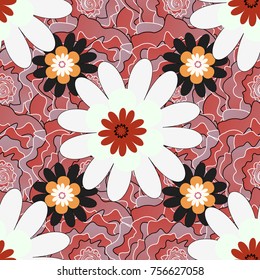 Floral seamless pattern. Floral wall art painting for home. Wedding invitation template. Vector abstract flowers. Greeting card. Floral card. Gray, green and pink spring flowers.