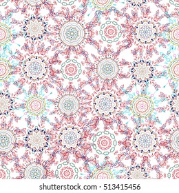 Floral seamless pattern. Wallpaper baroque, damask. Seamless background. Brown and blue ornament on a white background.