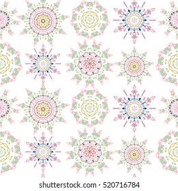 Floral seamless pattern. Wallpaper baroque, seamless vector background in pink, neutral and green colors.