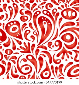 Floral seamless pattern. Wallpaper baroque, seamless vector background, orange and red on white background.