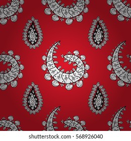 Floral seamless pattern. Wallpaper baroque, seamless vector background, red on white background. Radial gradient shape.