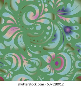 Floral seamless pattern. Wallpaper baroque, seamless vector background in violet and green colors.