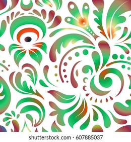 Floral seamless pattern. Wallpaper baroque, seamless vector background, multicolor on white background.