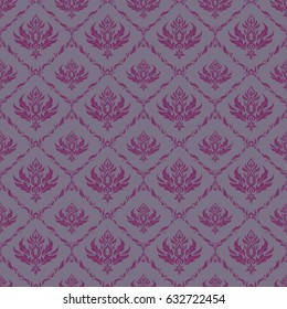 Floral seamless pattern. Wallpaper baroque, seamless vector background in purple and neutral colors.