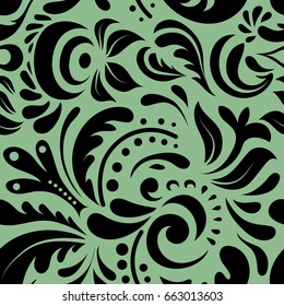 Floral seamless pattern. Wallpaper baroque, seamless vector background, monochrome on neutral background.