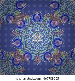 Floral seamless pattern. Wallpaper baroque, seamless vector background in blue and purple colors.