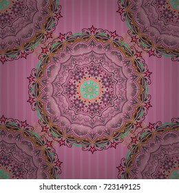 Floral seamless pattern. Wallpaper baroque, damask. Seamless background. Green, brown and pink ornament.