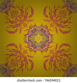 Floral seamless pattern. Wallpaper baroque, seamless vector background in pink, brown and yellow colors.