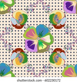 Floral seamless pattern with watercolor effect. Textile print for bed linen, jacket, package design, fabric or fashion concepts. Abstract vector seamless pattern flower design in beige and blue colors