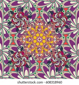 Floral seamless pattern with watercolor effect. Textile print for bed linen, jacket, package design, fabric and fashion concepts. Abstract vector seamless pattern flower design in colors.