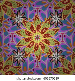 Floral seamless pattern with watercolor effect. Textile print for bed linen, jacket, package design, fabric and fashion concepts. Abstract vector seamless pattern flower design in colors.