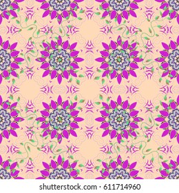 Floral seamless pattern with watercolor effect. Textile print for bed linen, jacket, package design, fabric and fashion concepts. Abstract vector seamless pattern flower design in colorful colors.