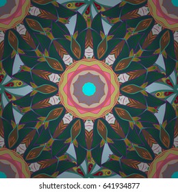 Floral seamless pattern with watercolor effect. Textile print for bed linen, jacket, package design, fabric and fashion concepts. Abstract vector seamless pattern flower design in blue colors.