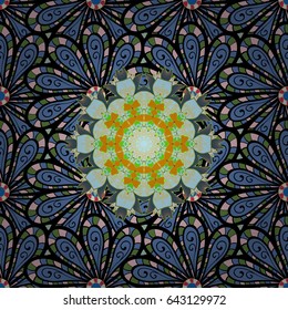 Floral seamless pattern with watercolor effect. Textile print for bed linen, jacket, package design, fabric and fashion concepts. Abstract vector seamless pattern flower design in blue colors.