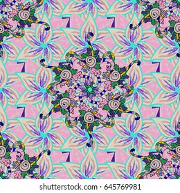 Floral seamless pattern with watercolor effect. Textile print for bed linen, jacket, package design, fabric and fashion. Abstract vector seamless pattern flower design in blue colors.