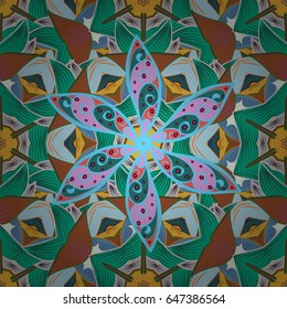 Floral seamless pattern with watercolor effect. Textile print for bed linen, jacket, package design, fabric and fashion concepts. Abstract vector seamless pattern flower design in blue colors.