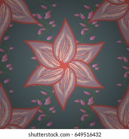 Floral seamless pattern with watercolor effect. Textile print for bed linen, jacket, package design, fabric and fashion concepts. Abstract vector seamless pattern flower design in blue and pink colors