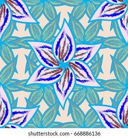 Floral seamless pattern with watercolor effect. Textile print for bed linen, jacket, package design, fabric and fashion concepts. Abstract vector seamless pattern flower design in colors.