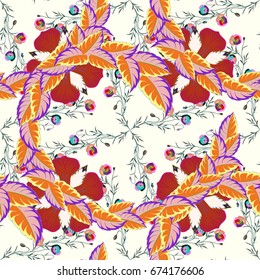 Floral seamless pattern watercolor effect. Abstract vector seamless pattern flower design. Varicolored seamless background. Textile print for bed linen, jacket, package design, fabric and fashion.