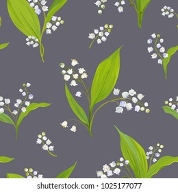 Floral Seamless Pattern Watercolor Lily Valley Stock Vector (Royalty