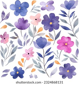 Floral seamless pattern with Watercolour flowers. Botanical poster, wallpaper, background, textile design, wrapping paper